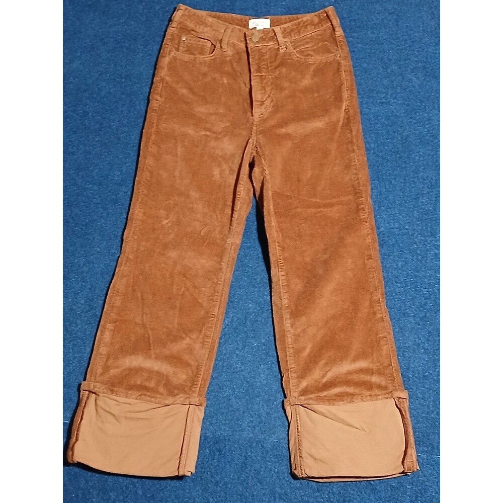 Pilcro Scotty Cuffed HighRise Straight Corduroy Brown PantsAnthropologie 28 NWOT